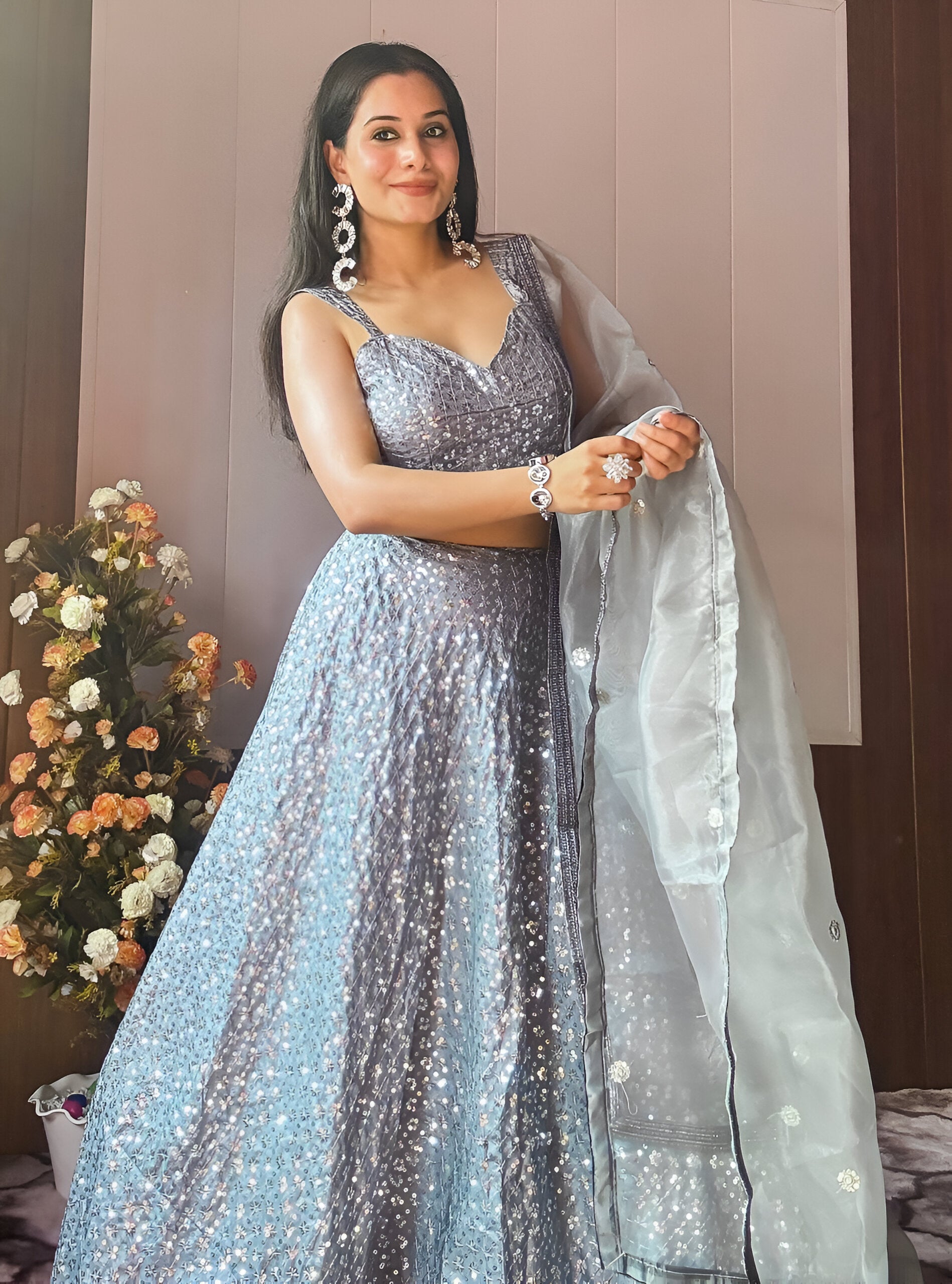Lehenga Mart Designer Wedding Lehenga Choli For Women - Grey - Distacart