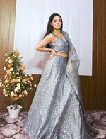 Thumbnail for Lehenga Mart Designer Wedding Lehenga Choli For Women - Grey - Distacart