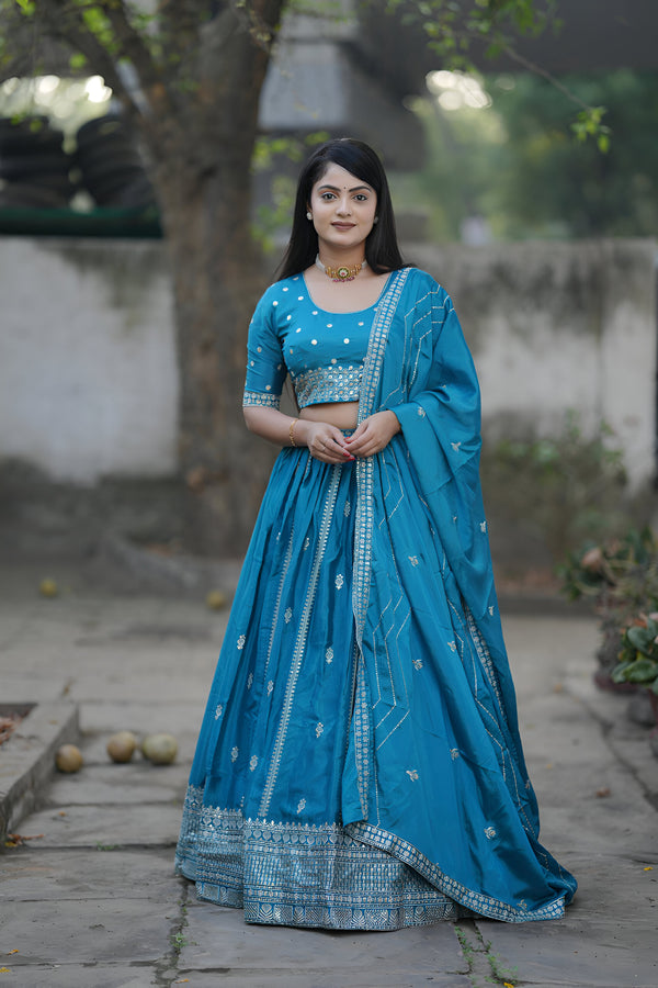 Lehenga Mart Designer Bollywood Style Wedding Lehenga Choli - Firozi - Distacart