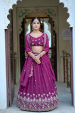 Thumbnail for Lehenga Mart Designer Bollywood Style Wedding Lehenga Choli - Wine - Distacart