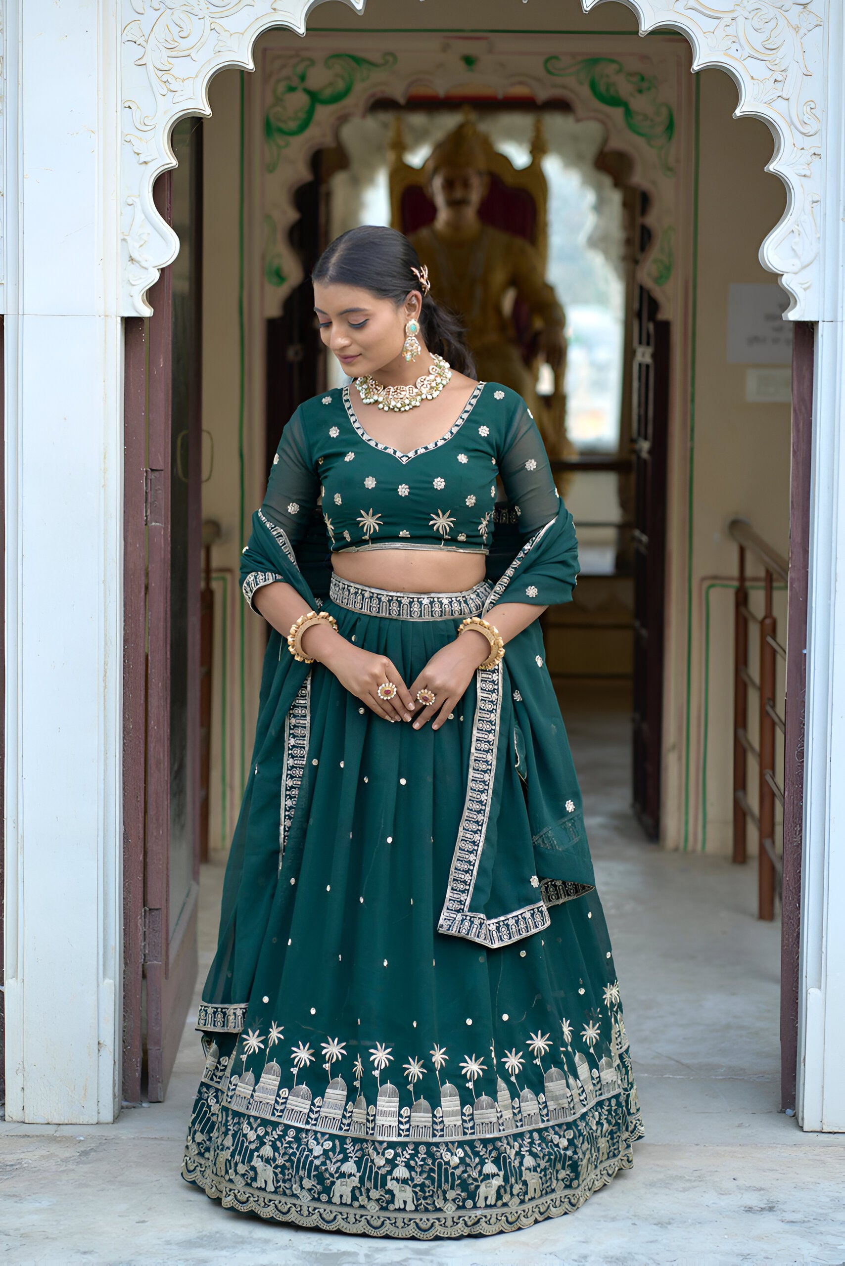 Lehenga Mart Designer Bollywood Style Wedding Lehenga Choli - Green - Distacart