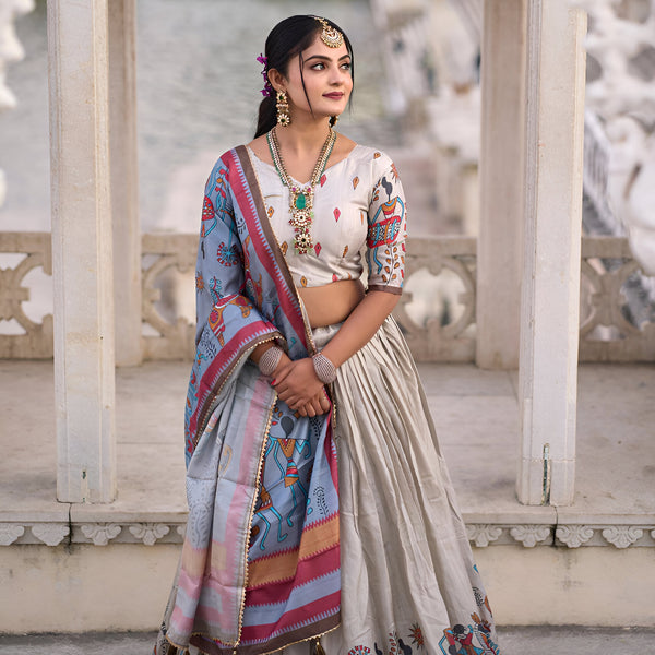 Lehenga Mart Designer Bollywood Style Wedding Lehenga Choli - Cream - Distacart