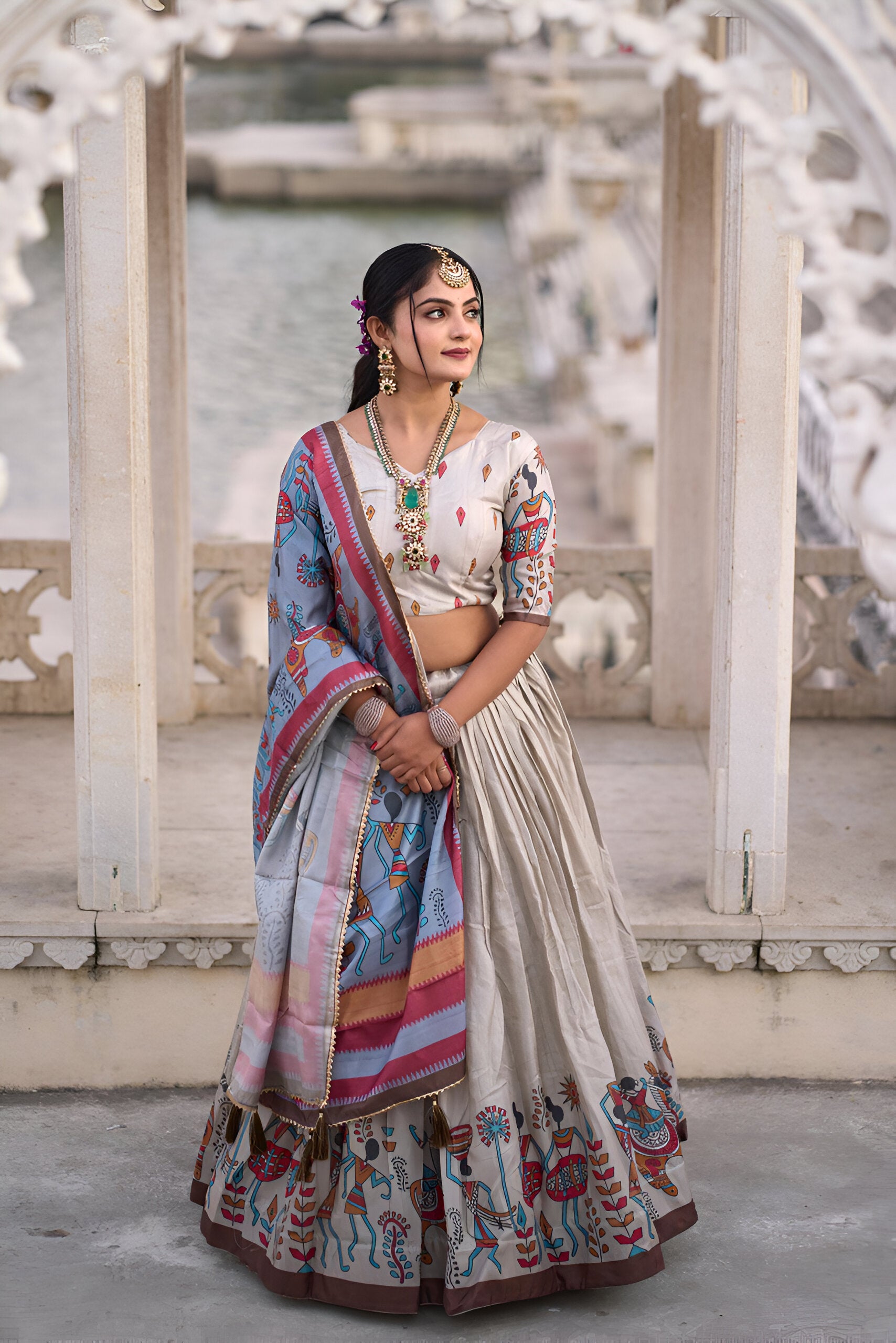 Lehenga Mart Designer Bollywood Style Wedding Lehenga Choli - Cream - Distacart