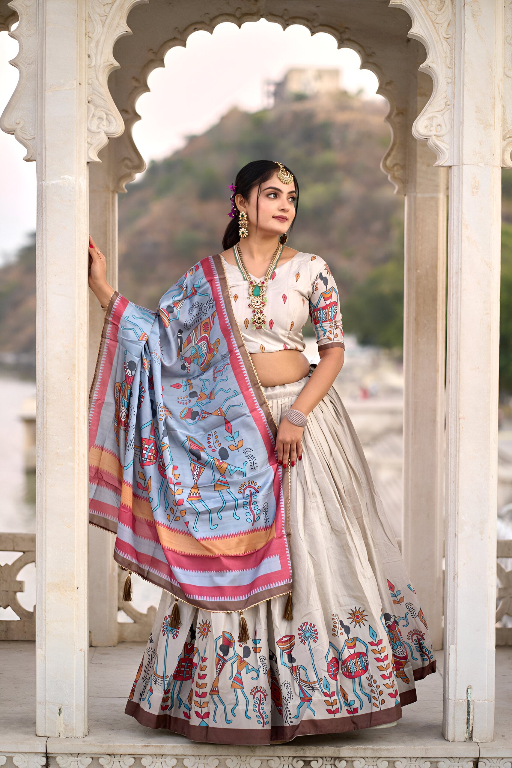 Lehenga Mart Designer Bollywood Style Wedding Lehenga Choli - Cream - Distacart
