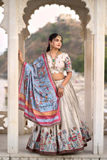 Thumbnail for Lehenga Mart Designer Bollywood Style Wedding Lehenga Choli - Cream - Distacart