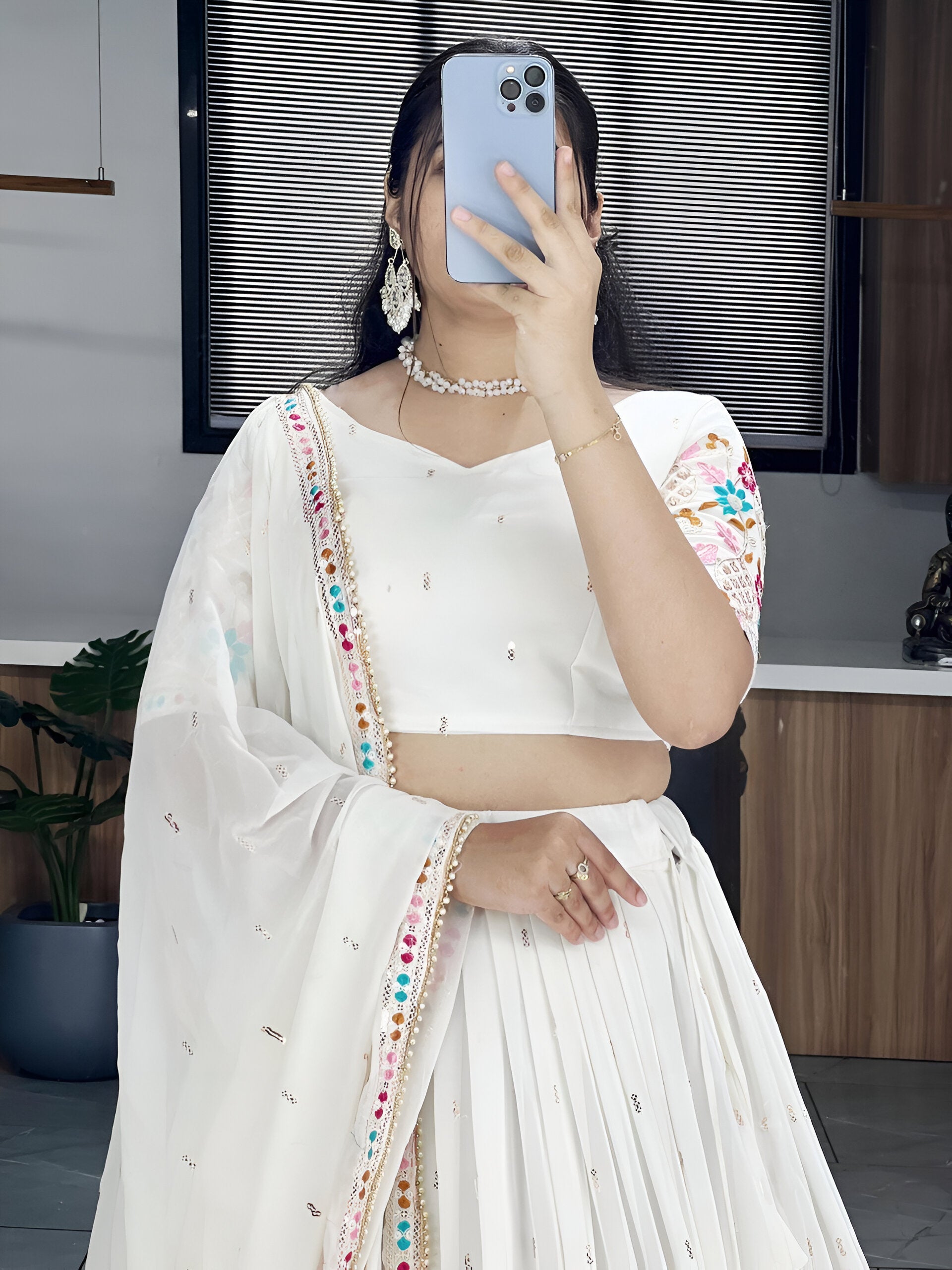 Lehenga Mart Designer Bollywood Style Wedding Lehenga Choli - White - Distacart