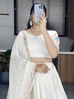 Thumbnail for Lehenga Mart Designer Bollywood Style Wedding Lehenga Choli - White - Distacart