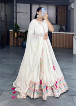 Thumbnail for Lehenga Mart Designer Bollywood Style Wedding Lehenga Choli - White - Distacart