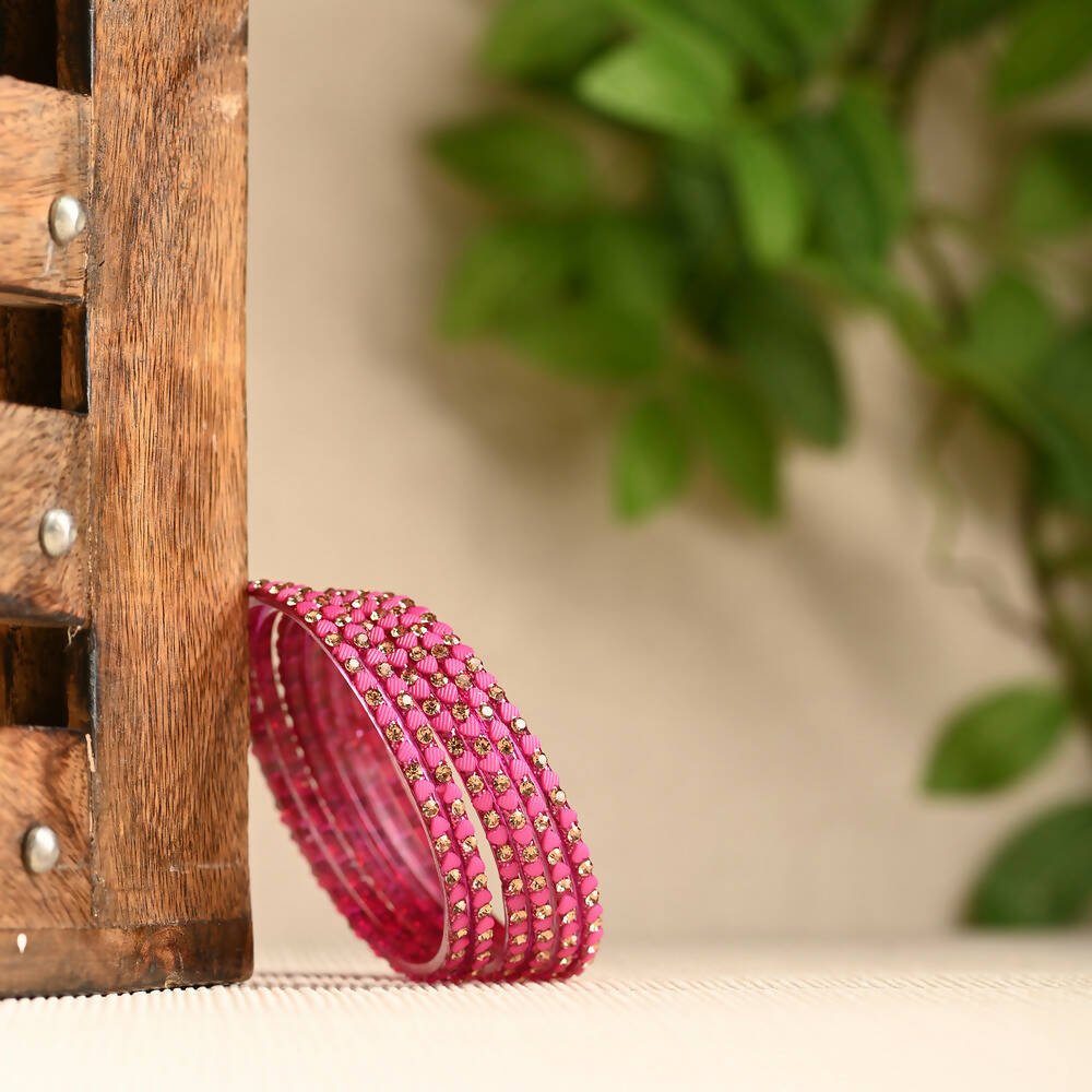 Afast Elegant Bridal & Wedding Party Fashion Bangle/Kada Set, Pink, Glass, Pack Of 12 Model No- A6 - Distacart