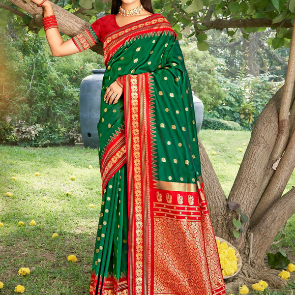 Shree Shyam Fashion Green Soft Silk Saree - Distacart