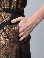 Thumbnail for Ahalyaa Womens Black Crepe Copper Foil Printed Jumpsuit