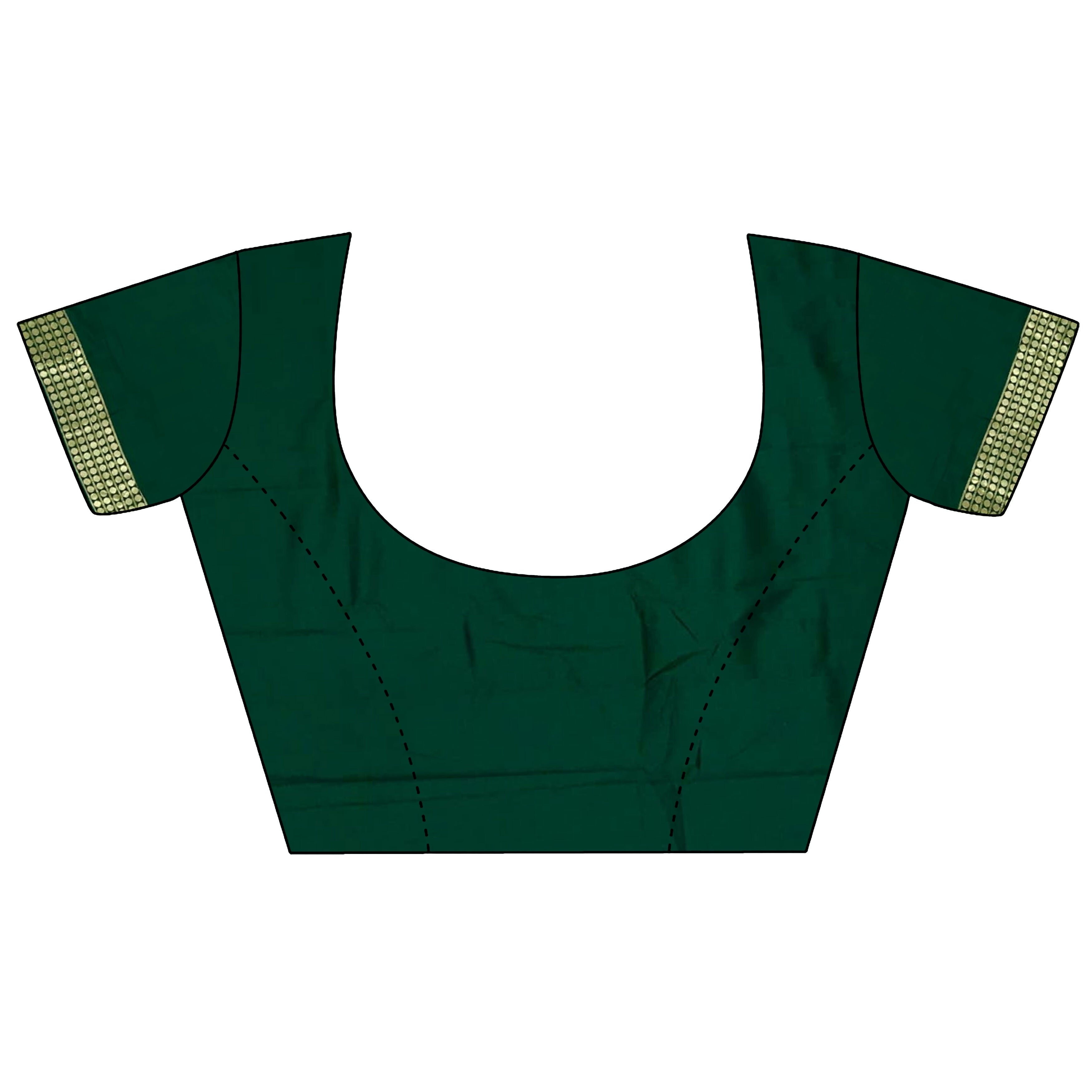 Joban Fashion Dark Green Banarasi Soft Lichi Silk Paisley Saree