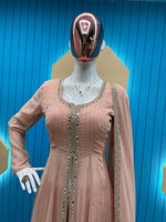 Thumbnail for Preksha Creation Indian Desirable Fancy Faux Georgette Cording Embroidered Work Top And Work Palazzo With Dupatta - Distacart