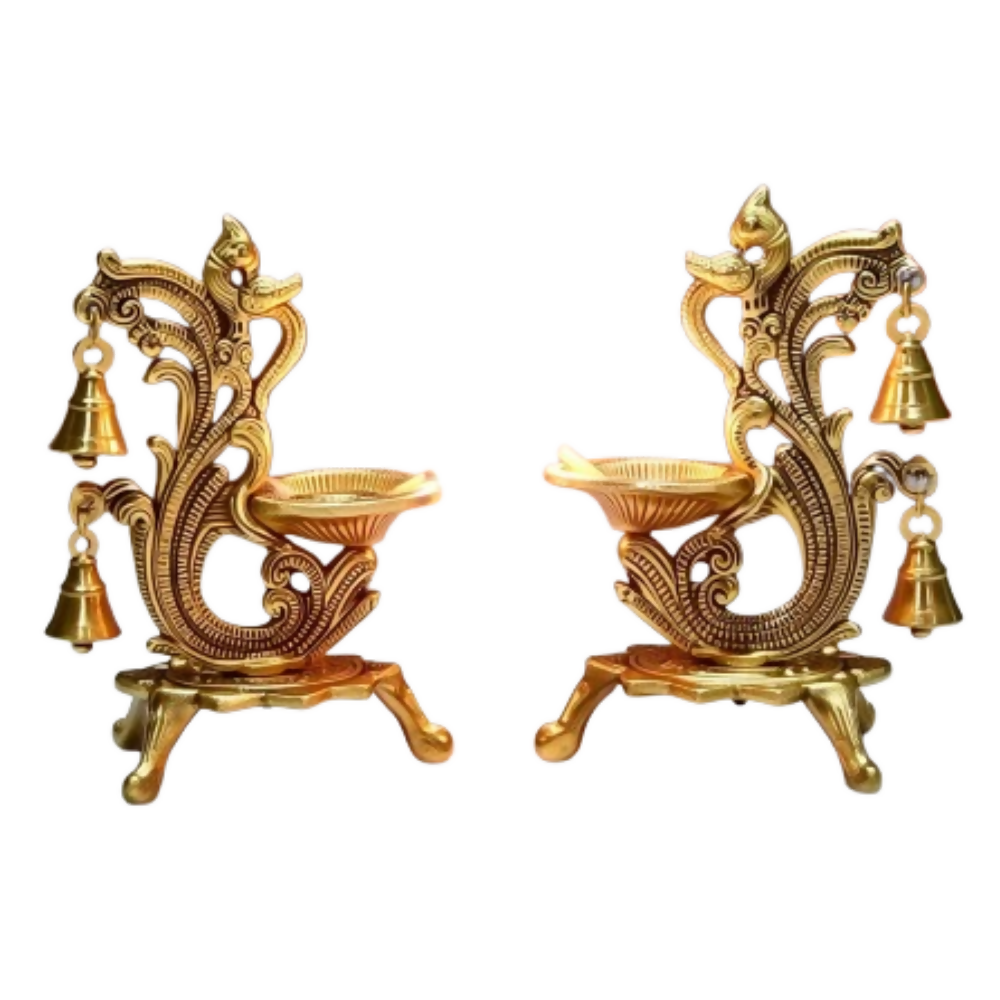 Saudeep India Oxidized Metal Diya for Puja - Dista
