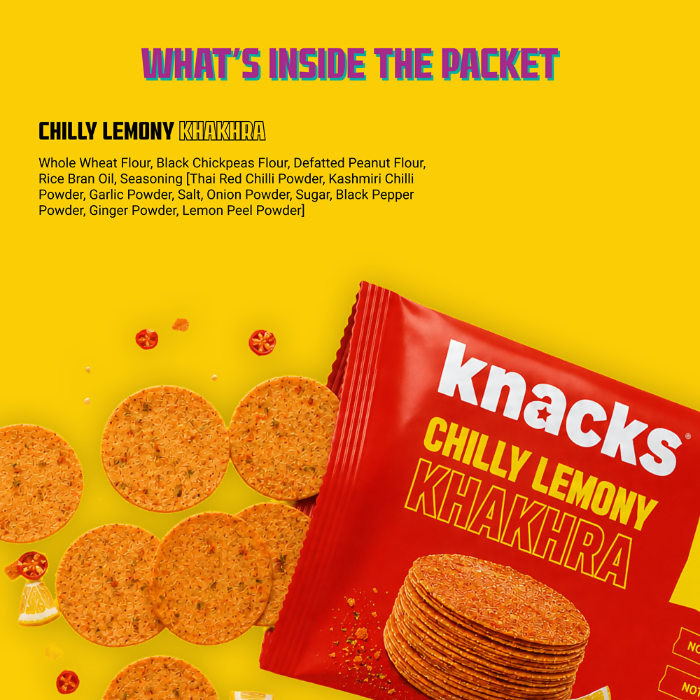 Knacks Coin Khakhra Crisps - Chilly Lemony Flavour - Dista