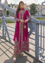 Thumbnail for Vegaa Fashion Fashion Pink Embroidered Pakistani Designer salwar suit - Distacart