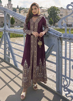 Thumbnail for Vegaa Fashion Fashion Wine Embroidered Pakistani Designer salwar suit - Distacart