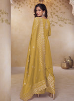 Thumbnail for Vegaa Fashion Yellow Simar Silk Embroidered Party Wear Palazzo Suit