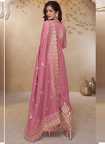 Thumbnail for Vegaa Fashion Pink Simar Silk Embroidered Party Wear Palazzo Suit