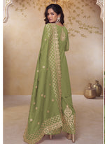 Thumbnail for Vegaa Fashion Green Simar Silk Embroidered Party Wear Palazzo Suit
