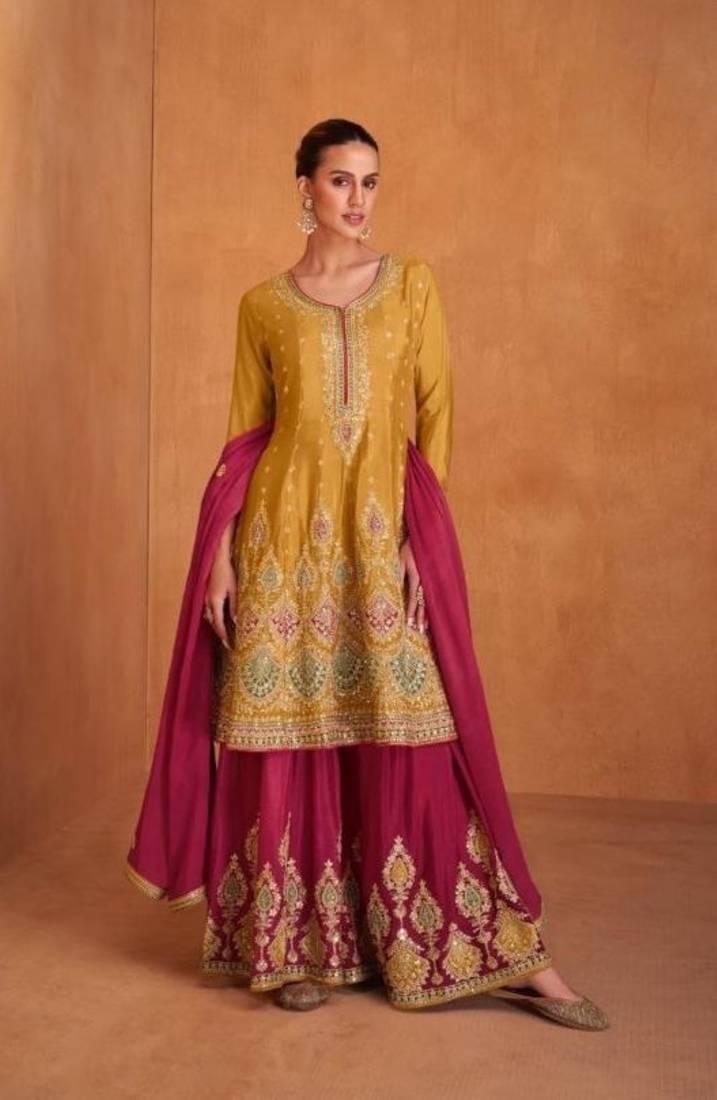 Anaita Mustard Embroidered Premium Salwar Suit - Distacart