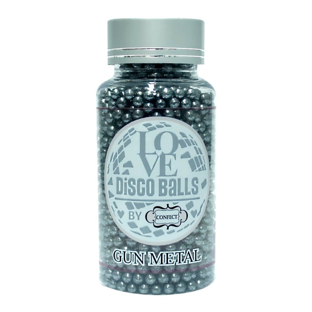 confect gun metal disco balls sprinkles 3 mm 120 gms
