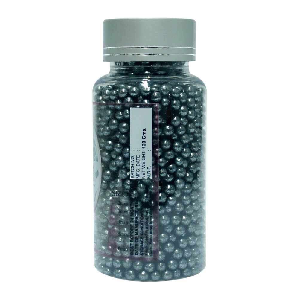 confect gun metal disco balls sprinkles 3 mm 120 gms