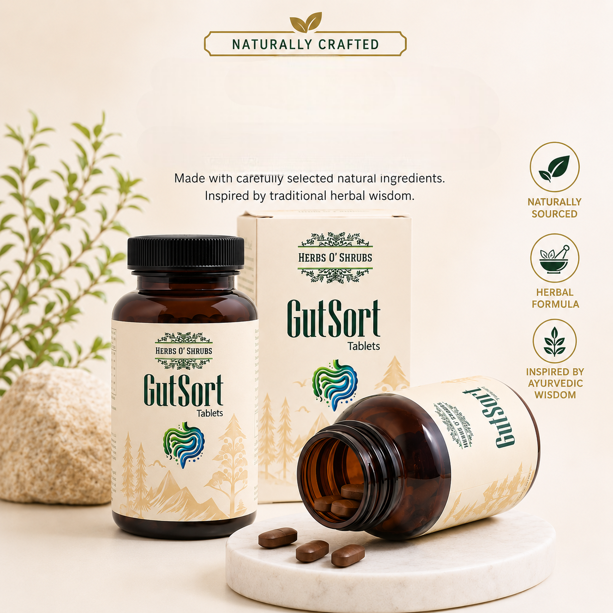 HerbsO’Shrubs Ayurvedic Gut Health Tablets - Dista