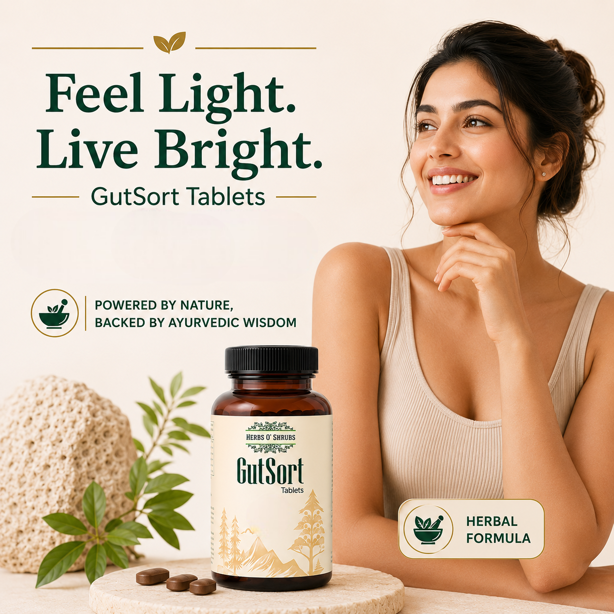 HerbsO’Shrubs Ayurvedic Gut Health Tablets - Dista