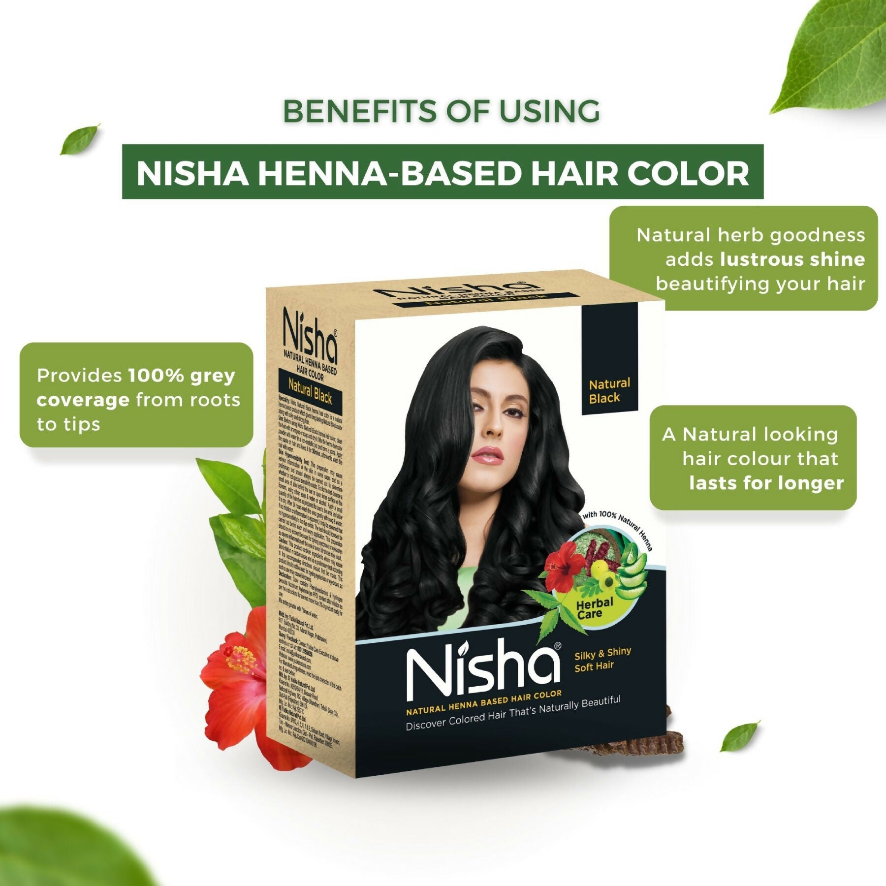 Nisha Henna Based Hair Colour for Women & Men Natural Black - Distacart