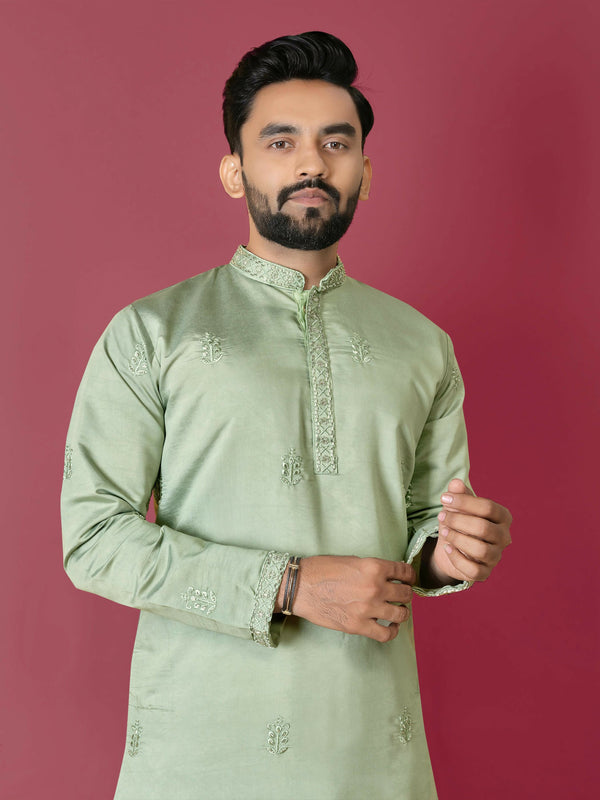 Pista Green Traditional Men's Kurta Set for Wedding by Infinity Export - Distacart