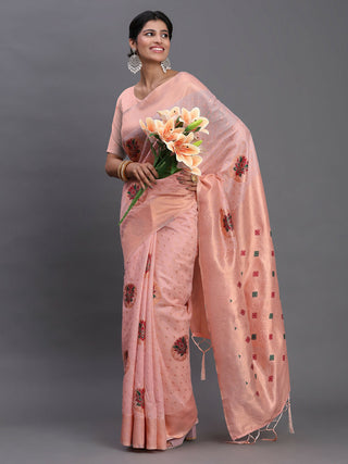 Astita Linen Cotton Light Pink Saree