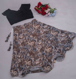 Thumbnail for Preksha Creation Indian Festive Georgette Digital Print Women Lehenga Choli And Crop Top - Black & Brown - Distacart