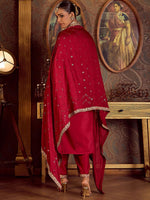 Thumbnail for Indo Era Ethnic Floral Embroidered Zari Work Detail Regular Sleeves Round Neck Kurta Set