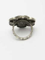Thumbnail for NVR Women's Silver-Toned Floral Shape Adjustable Finger Ring - Distacart