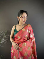 Thumbnail for Joban Fashion Orange Elephant Motif Soft Silk Banarasi silk Saree - Distacart
