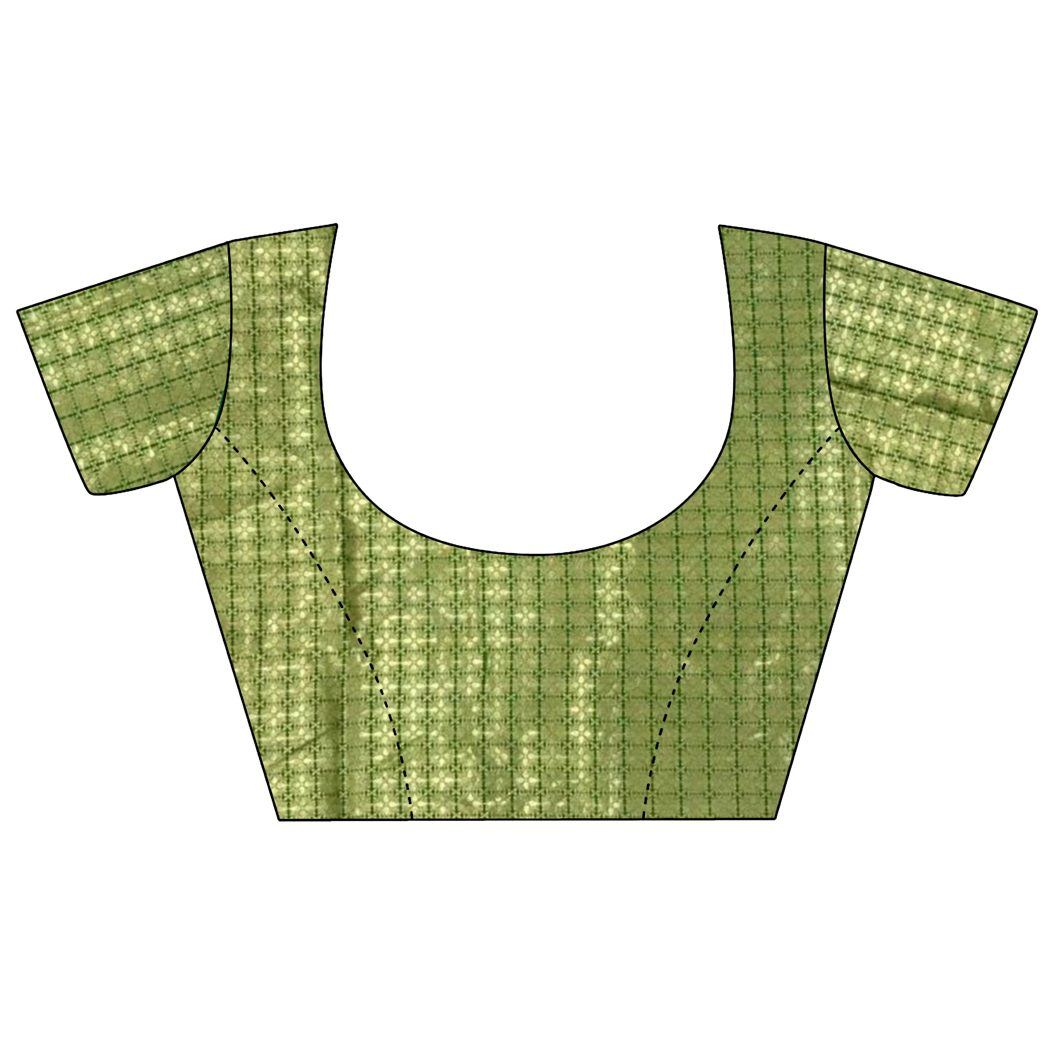 Joban Fashion Dark Green Banarasi Lichi Silk Gold Zari Meena Saree