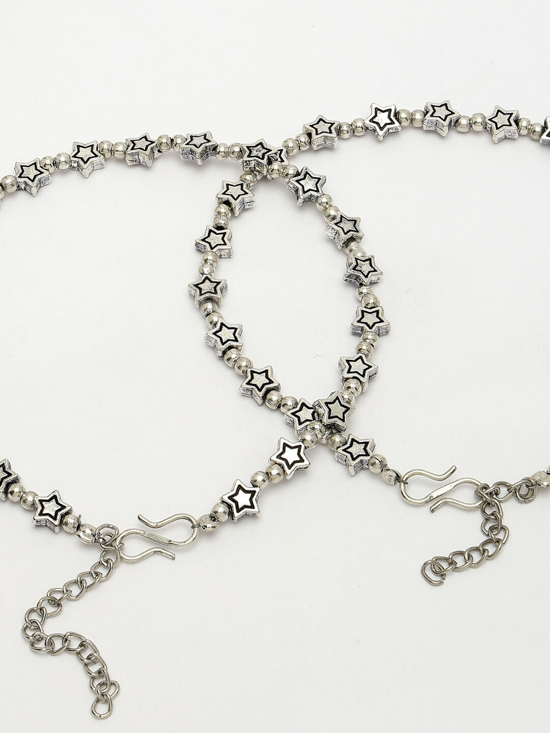 NVR Women's Set of 2 Silver-Plated Star Design Anklets - Distacart