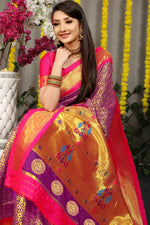 Thumbnail for Jyoti Fashion Women's Purple Banarasi Silk Zari Woven Saree with Blouse - Distacart