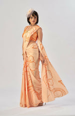 Thumbnail for Vastranavya Orange Satin Silk Elegant Printed Saree with Unstitched Blouse - Distacart