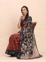 Thumbnail for Astita Linen Cotton Maroon Saree