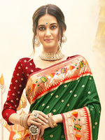 Thumbnail for Astita Silk Blend Dark Green Saree
