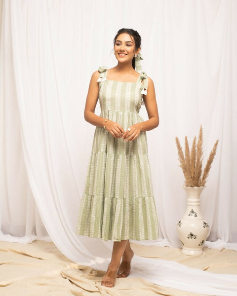 FIORRA Women's Green Cotton Printed Dress - Distacart