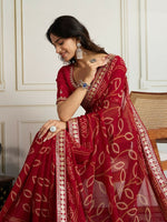 Thumbnail for Ai Fashion Red Georgette Rajwadi Bandhani Print Party Wear Saree