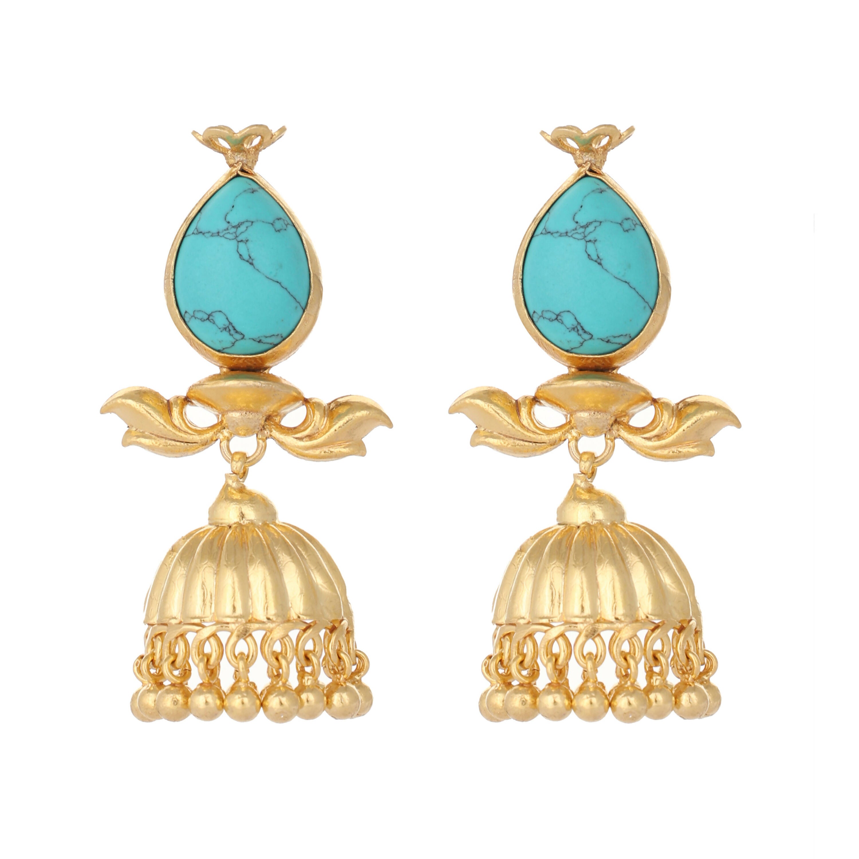 Nuyug 22K Gold Plated Turquoise Grace Earrings