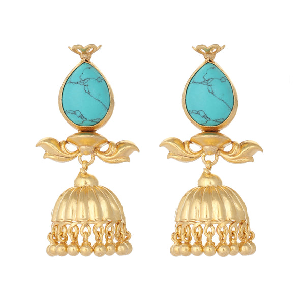 Nuyug 22K Gold Plated Turquoise Grace Earrings
