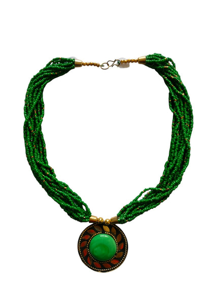 Inhanns Everyday Statement Beaded Pendant Necklace - Green - Distacart