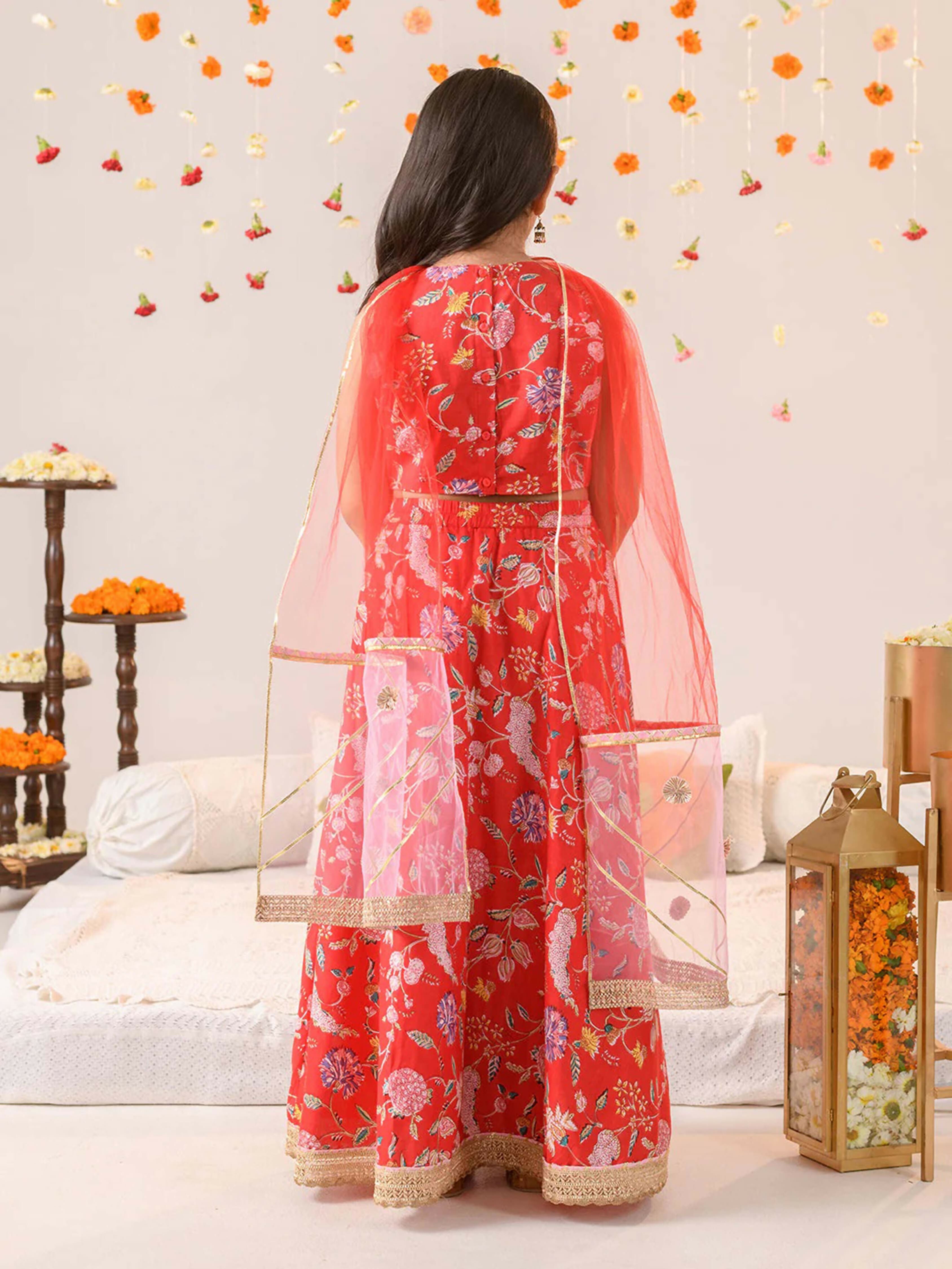 Joban Fashion Girl's Orange Color Lehenga Choli
