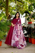 Thumbnail for Aastha Fashion Women's Maroon Tebby Silk Anarkali Dress with Dupatta - Distacart