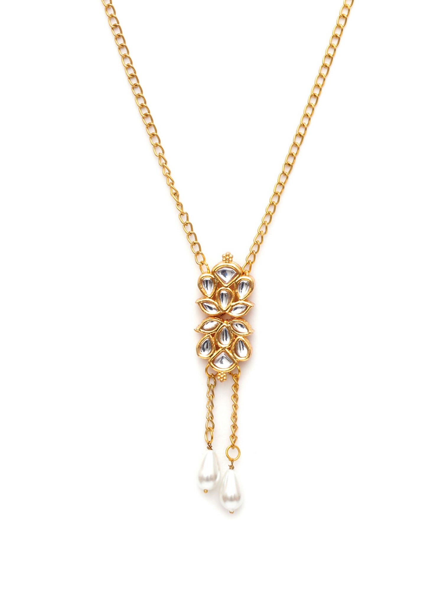 Long Kundan Neckpiece (Gold) - Ruby Raang - Distacart
